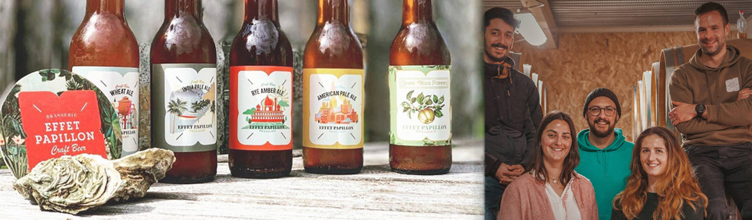 Photo de l'&eacute;quipe de la Brasserie Effet Papillon et de leurs bi&egrave;res